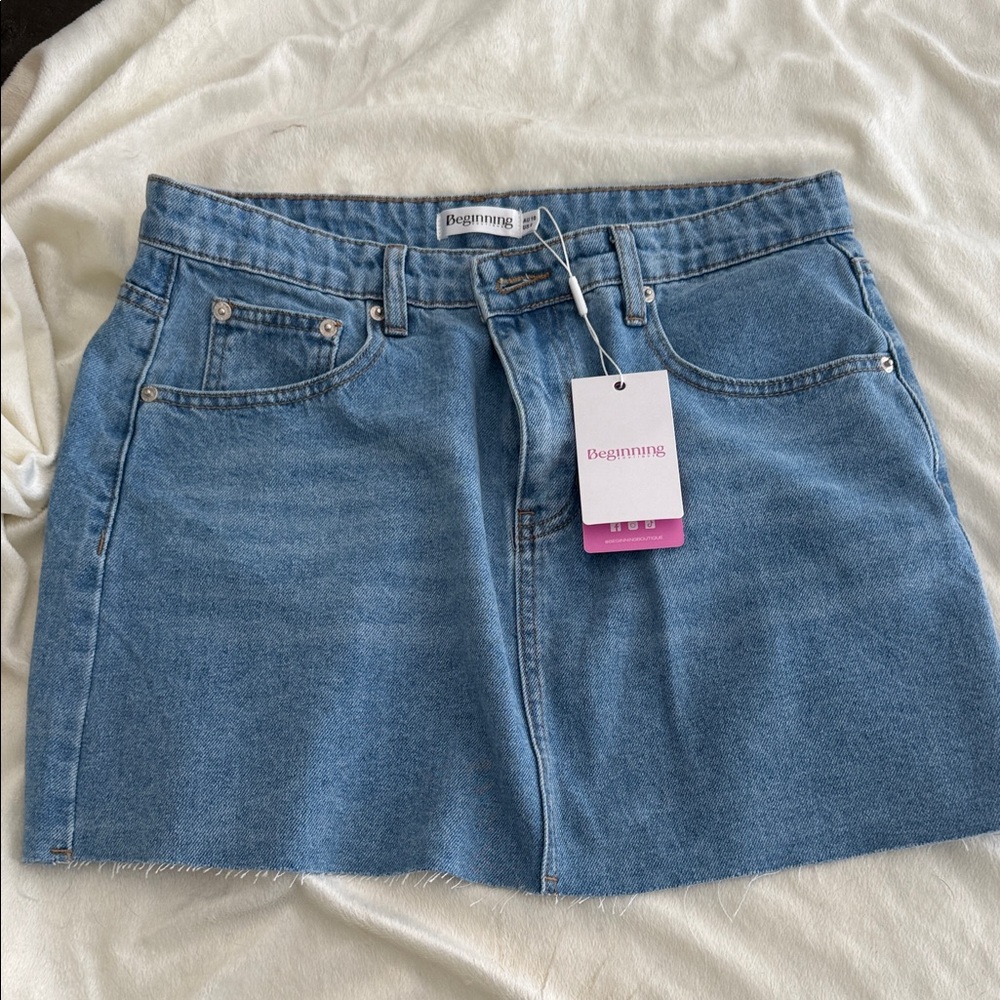 Siletto Denim Low Rise Mini Skirt